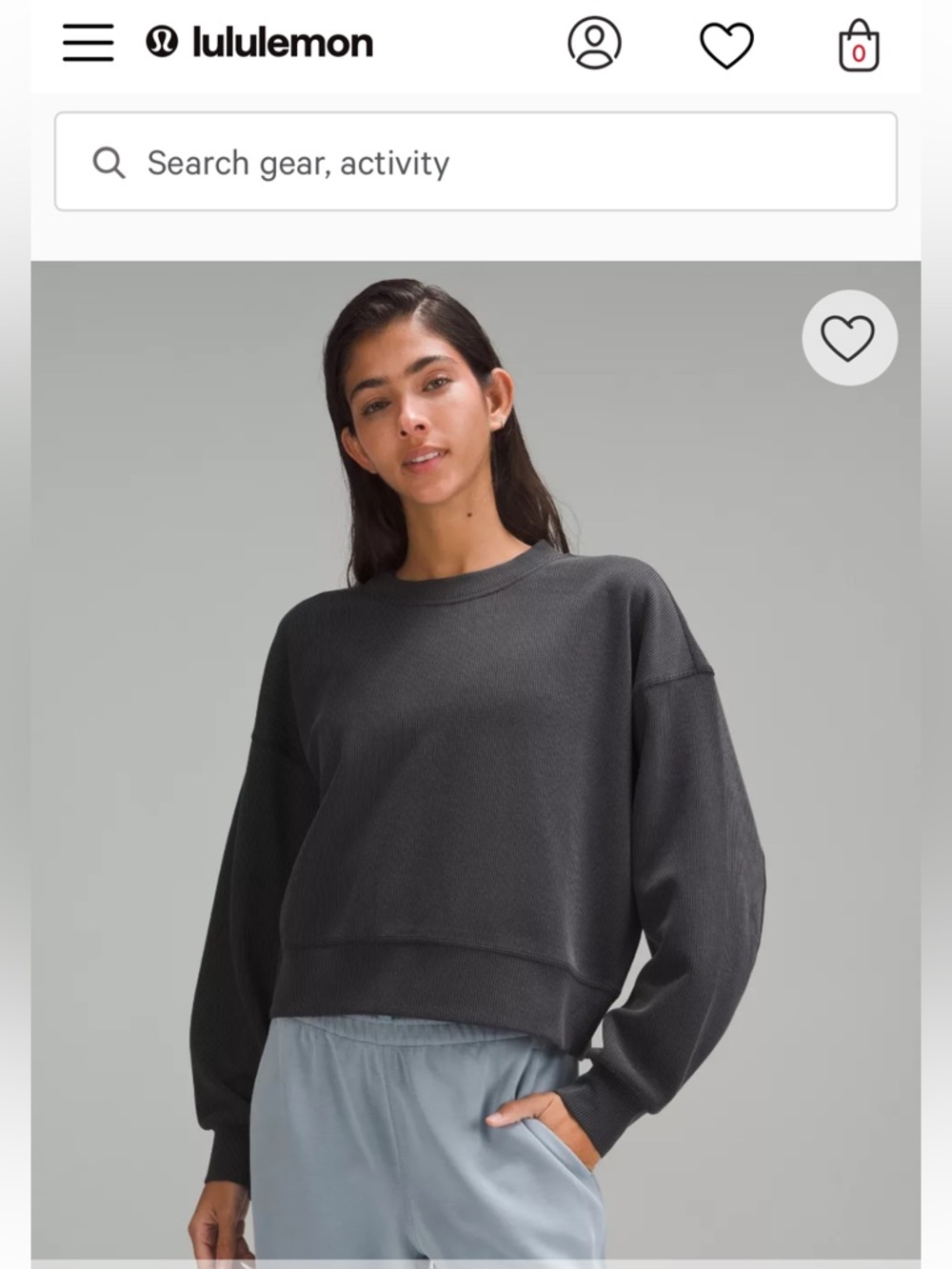 Lululemon Ribbed Softstreme Perfectly Oversized Cropped Crew - Picture 7 of 9